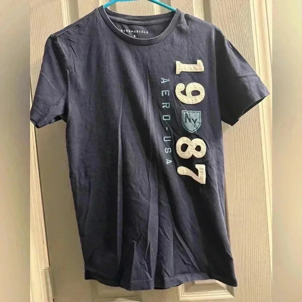 Aeropostale Aero-USA 1987 NY Men’s Size Small blue t shirt EUC